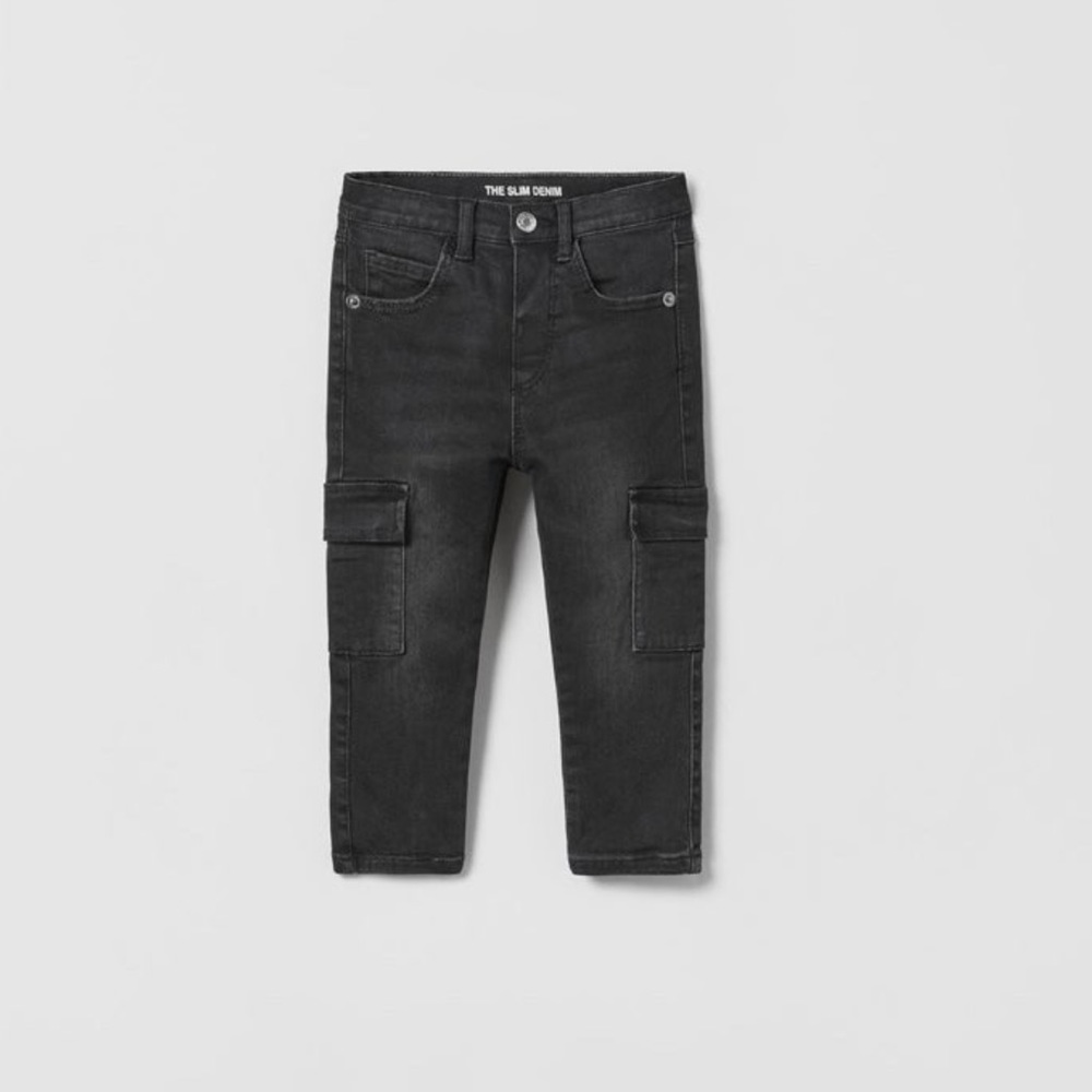 Zara Kids Black Cargo Slim Jeans